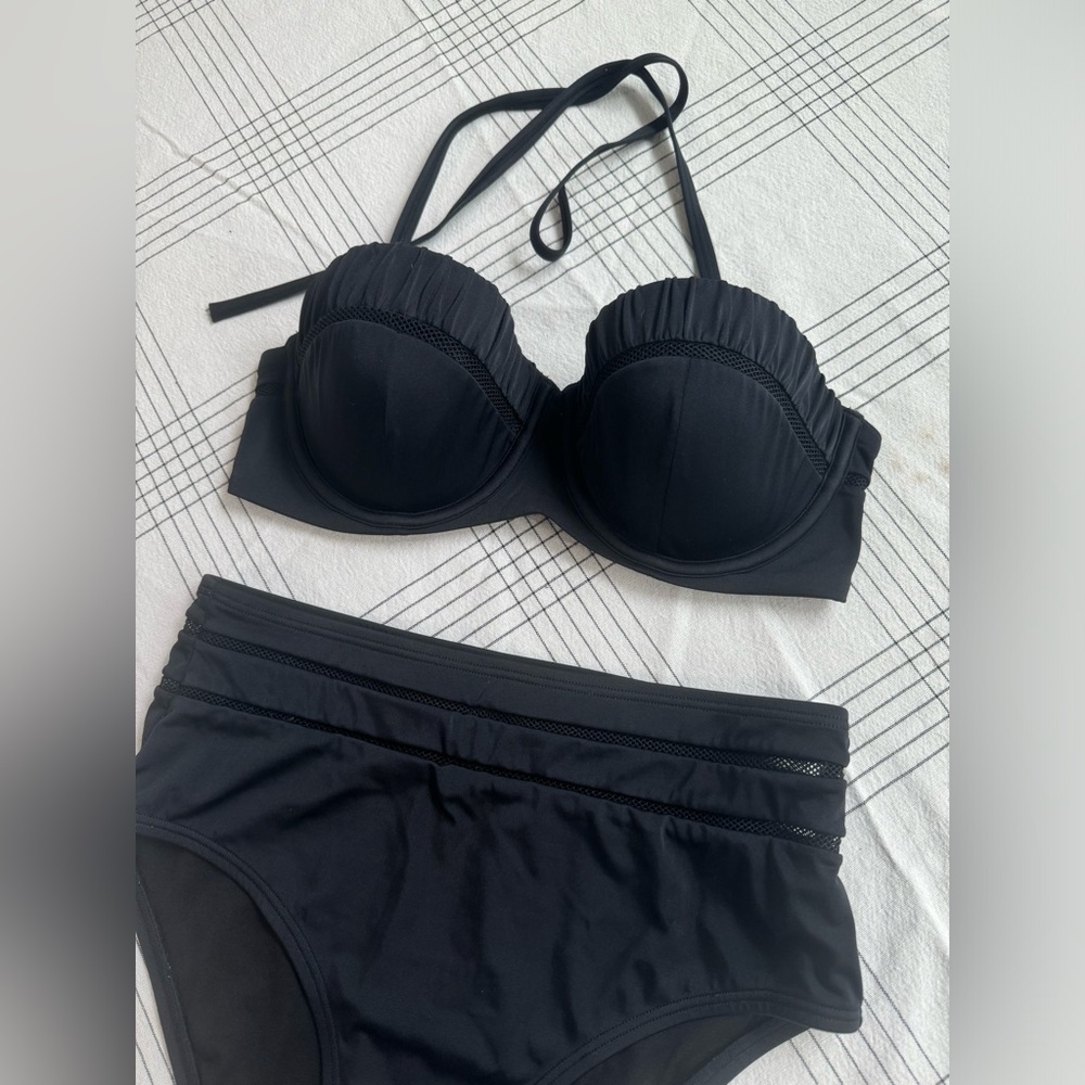 34D/S Victoria’s Secret Black Highwaisted Bikini Swimsuit Set